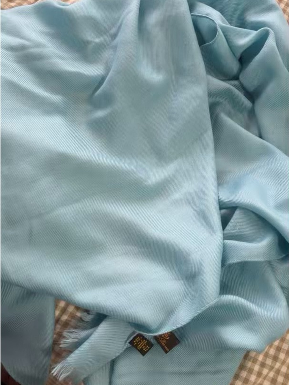 Loro Piana Light Blue Cashmere-Silk Scarf with Fringe - Picture 3 of 5